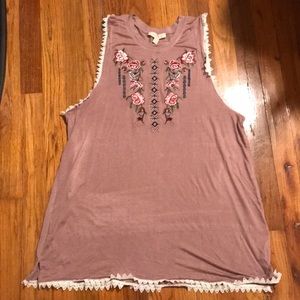Loralette Rose Embroidered Tank